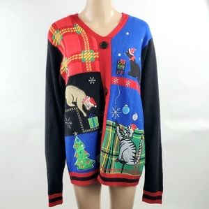 Jolly Womans Christmas Sweater Size Large Cats
